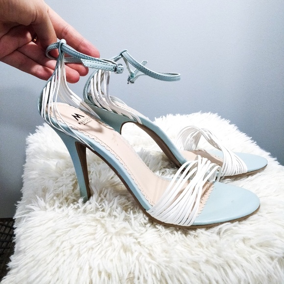Charlotte Russe Shoes - Charlotte Russe Bohemian Blue White Heels Sandals